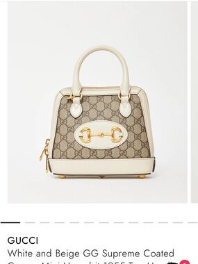 Gucci Beige GG Supreme Canvas Top Handle Satchel with White Trim